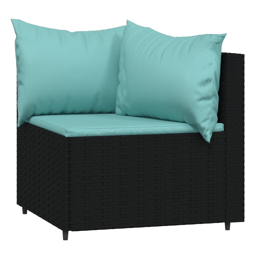 Corner garden sofas with cushions 2 pcs black PE rattan