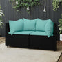 Corner garden sofas with cushions 2 pcs black PE rattan