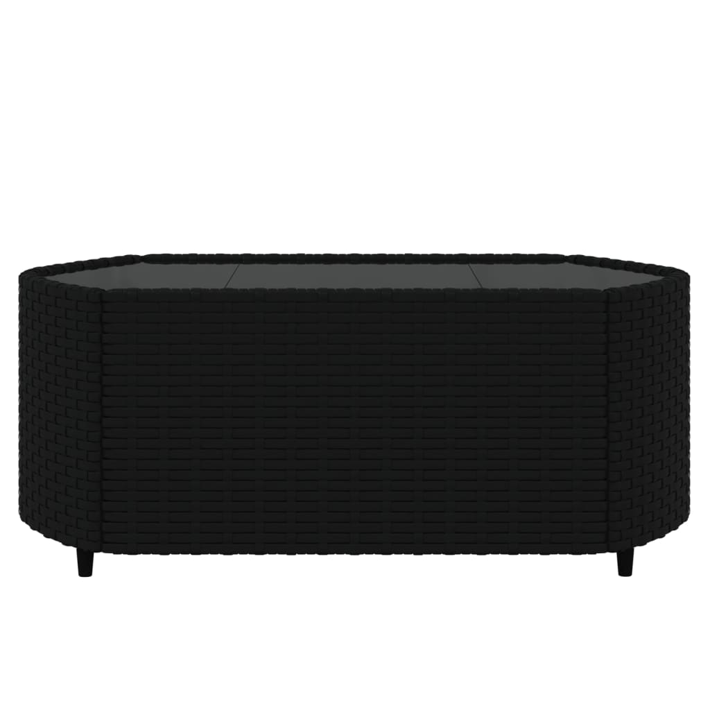 3 pcs conjunto lounge de jardim c/ almofadões vime PE preto