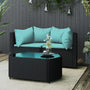 3 pcs garden lounge set with cushions black PE rattan