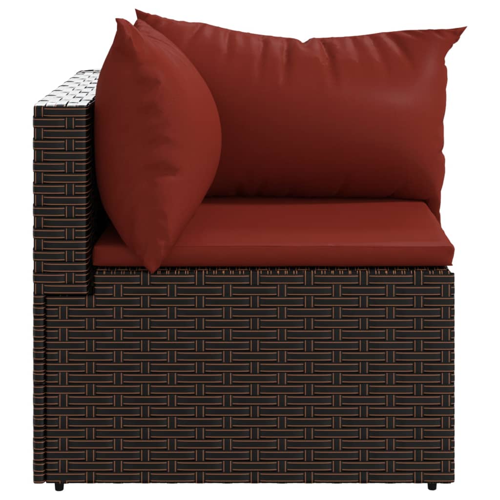 Corner garden sofa with brown PE rattan cushions