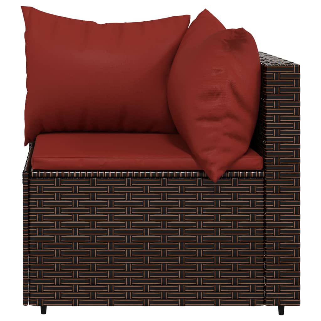 Corner garden sofa with brown PE rattan cushions