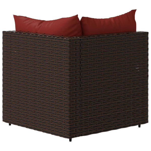 Corner garden sofa with brown PE rattan cushions