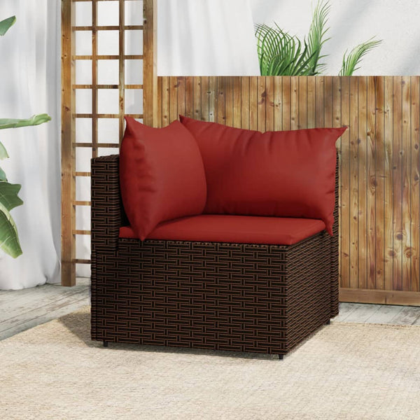 Corner garden sofa with brown PE rattan cushions