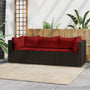 3 pcs garden lounge set with cushions brown PE rattan