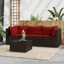 4 pcs garden lounge set with cushions brown PE rattan