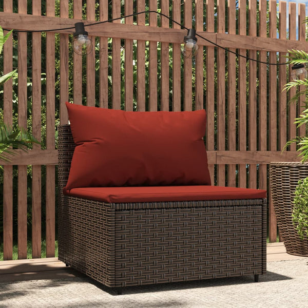 Garden sofa with brown PE rattan cushions