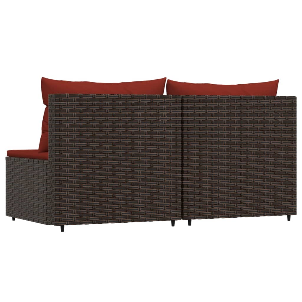 Garden sofas with cushions 2 pcs brown PE rattan