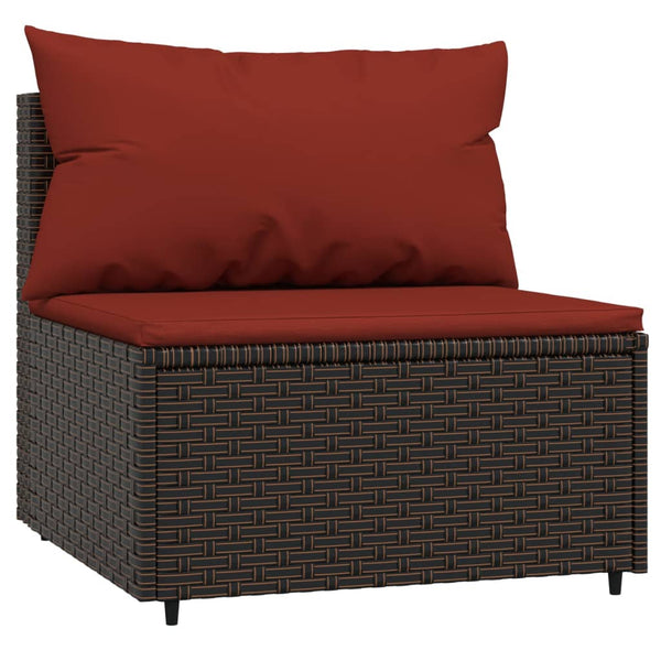 Garden sofas with cushions 2 pcs brown PE rattan