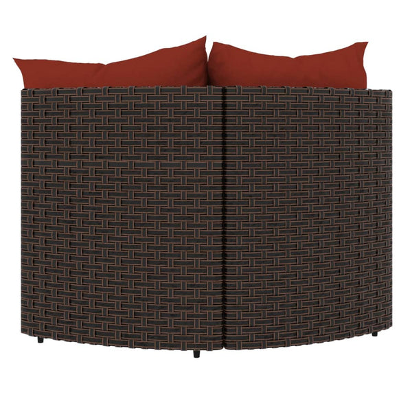 Corner garden sofas with cushions 2pcs brown PE rattan