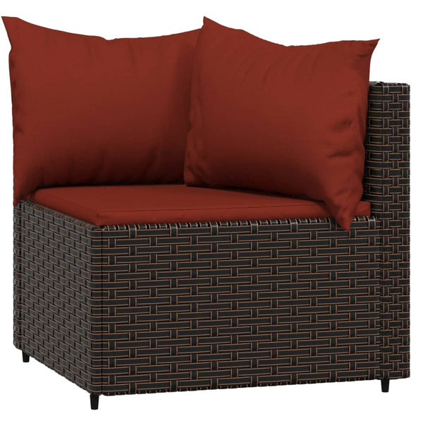 Corner garden sofas with cushions 2pcs brown PE rattan