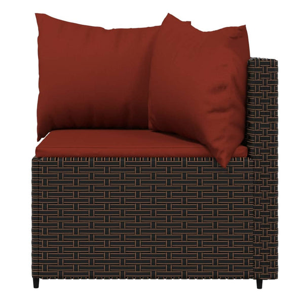 Corner garden sofas with cushions 2pcs brown PE rattan