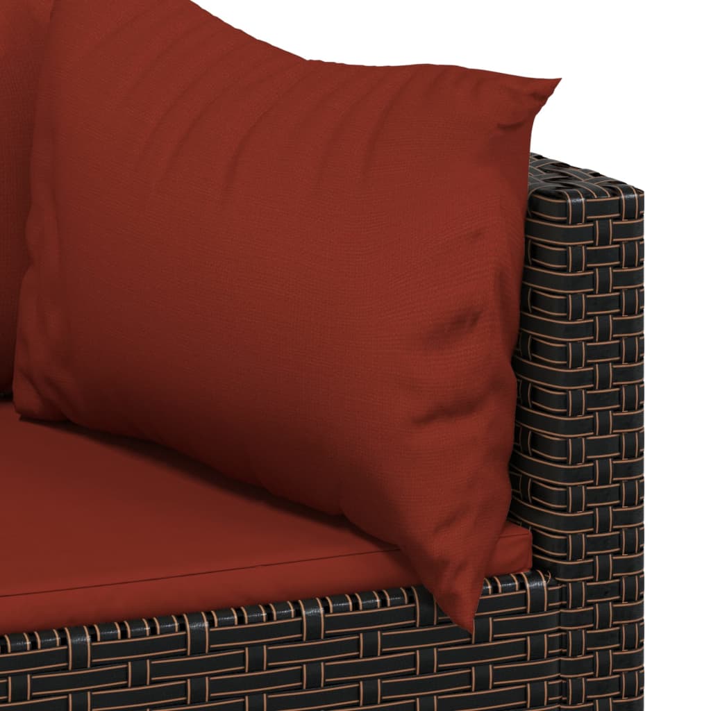 3 pcs garden lounge set with cushions brown PE rattan
