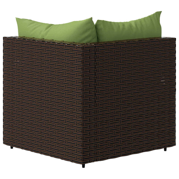 Corner garden sofa with brown PE rattan cushions