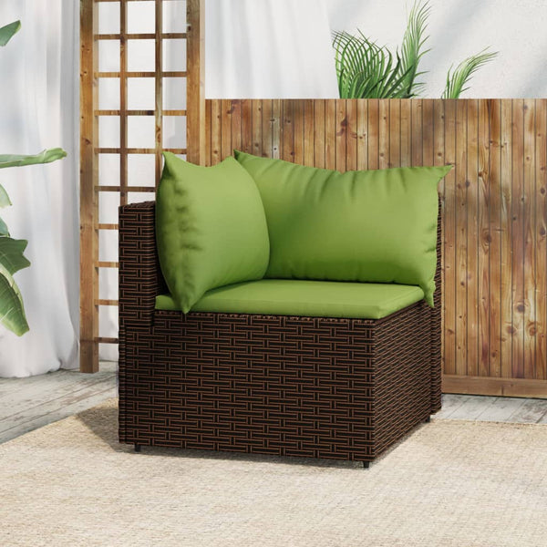 Corner garden sofa with brown PE rattan cushions