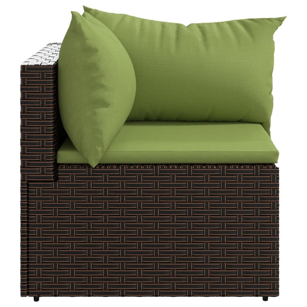 Corner garden sofas with cushions 2pcs brown PE rattan