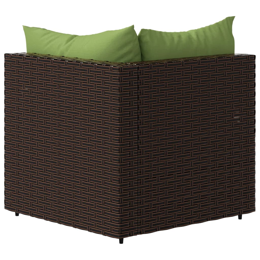 Corner garden sofas with cushions 2pcs brown PE rattan