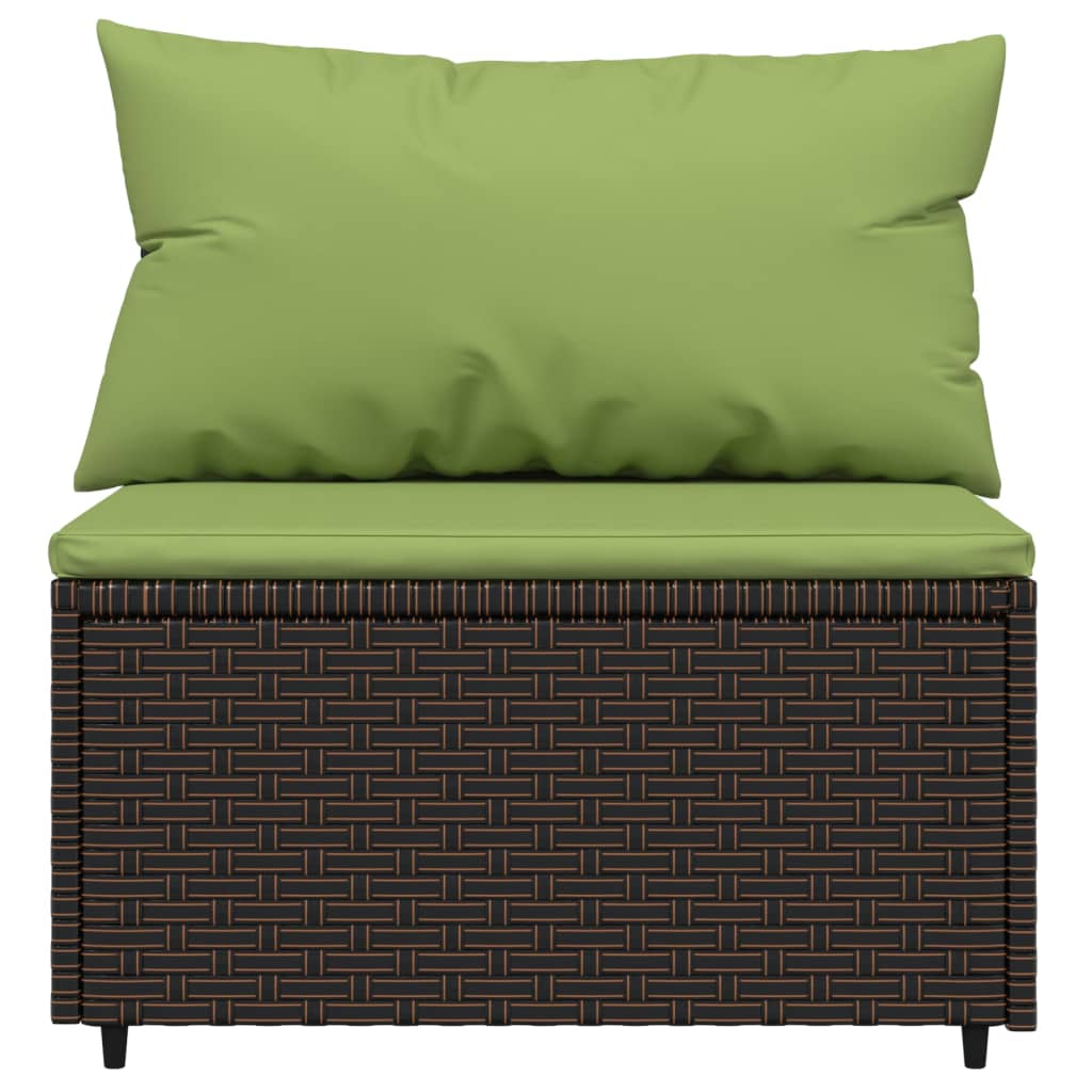 4 pcs garden lounge set with cushions brown PE rattan