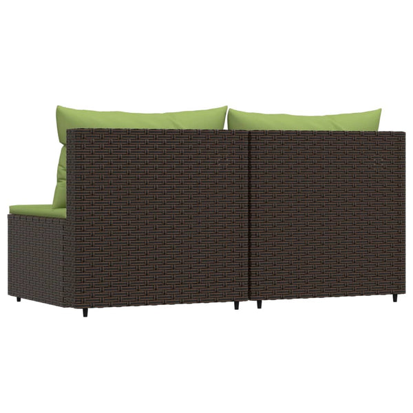 Garden sofas with cushions 2 pcs brown PE rattan