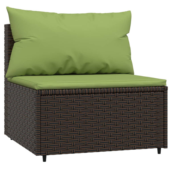 Garden sofas with cushions 2 pcs brown PE rattan