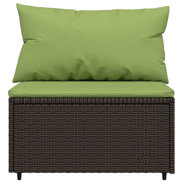 Garden sofas with cushions 2 pcs brown PE rattan