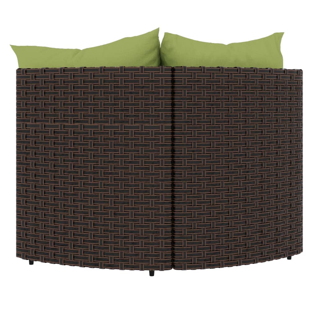 Corner garden sofas with cushions 2pcs brown PE rattan