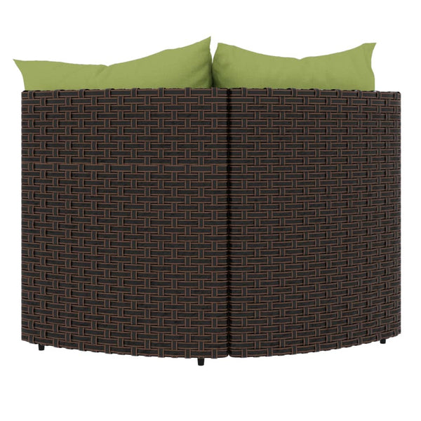 Corner garden sofas with cushions 2pcs brown PE rattan