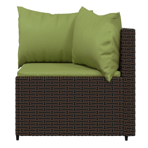 Corner garden sofas with cushions 2pcs brown PE rattan