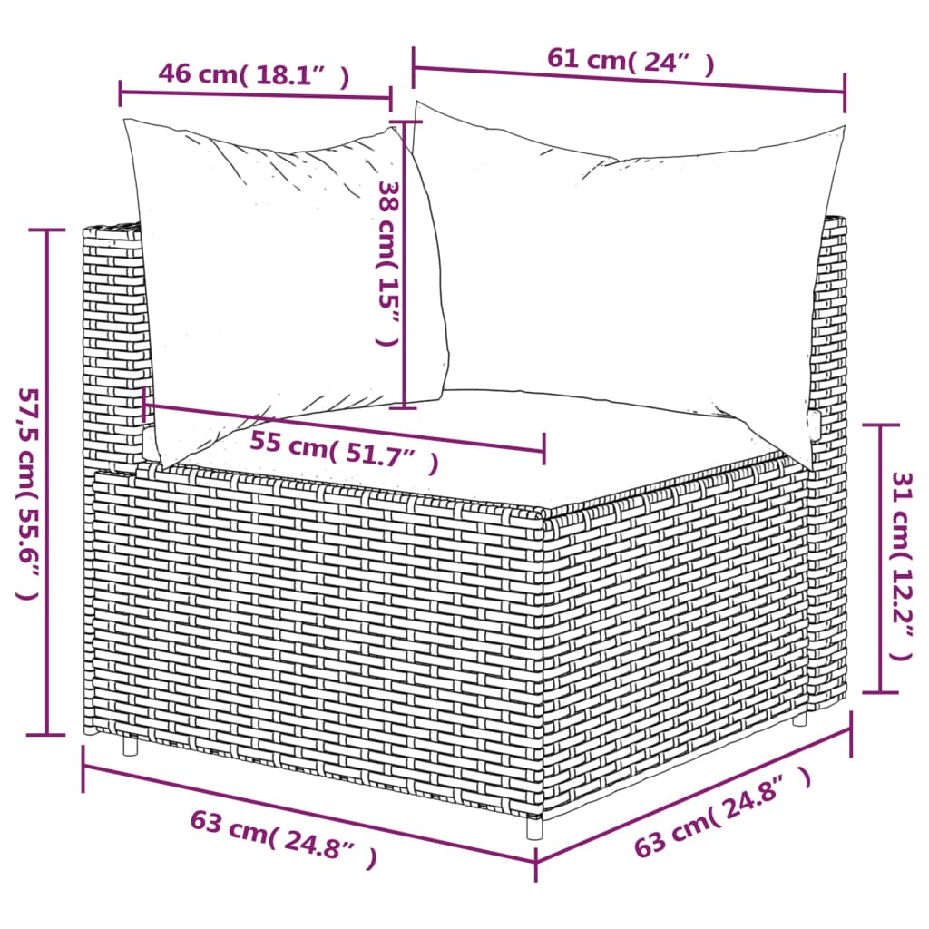 Corner garden sofa with gray PE rattan cushions