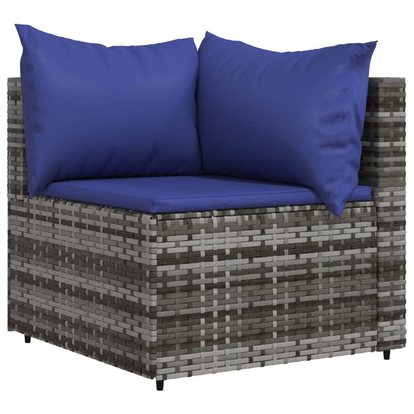 Corner garden sofas with cushions 2 pcs gray PE rattan