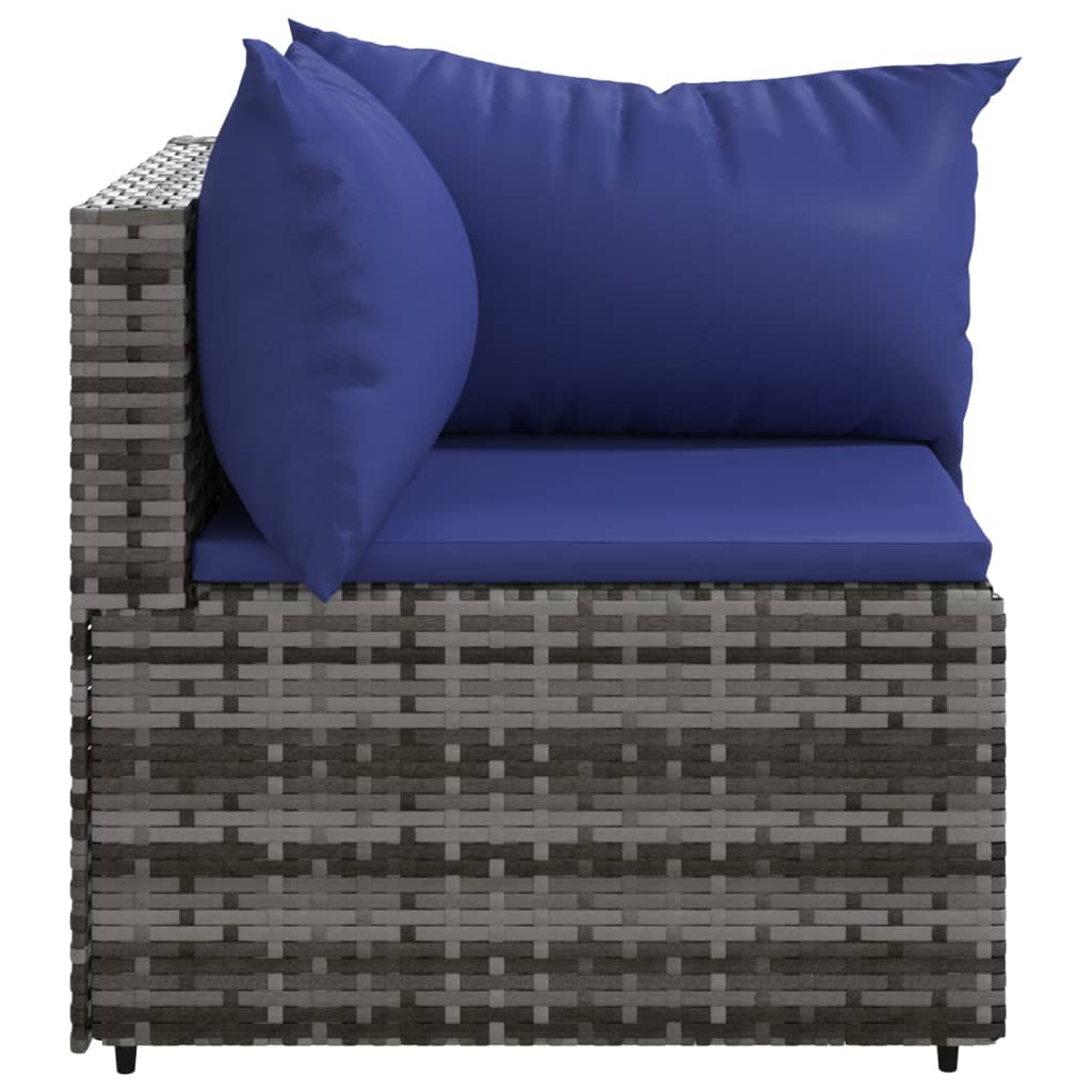 Corner garden sofas with cushions 2 pcs gray PE rattan