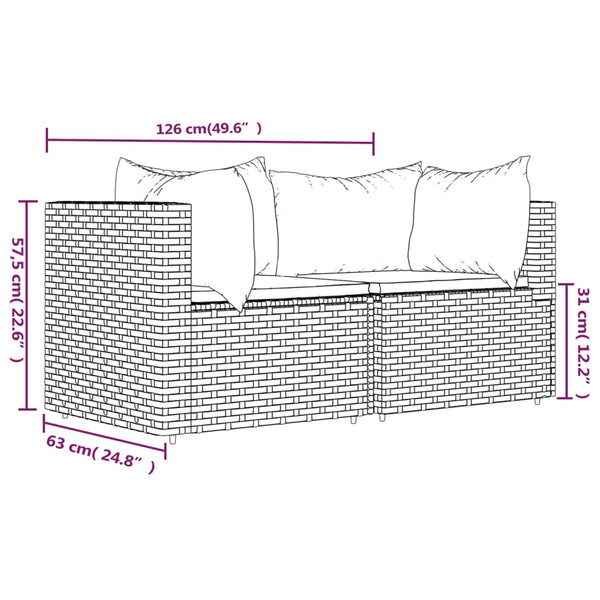 Corner garden sofas with cushions 2 pcs gray PE rattan