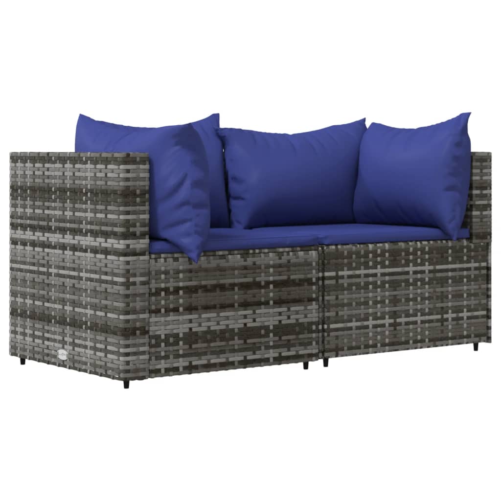 3 pcs garden lounge set with cushions gray PE rattan