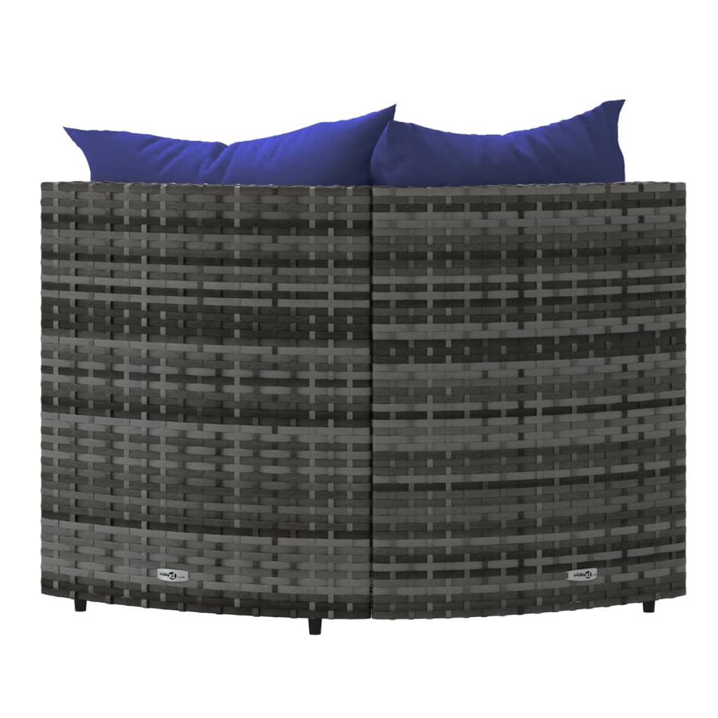 Corner garden sofas with cushions 2 pcs gray PE rattan