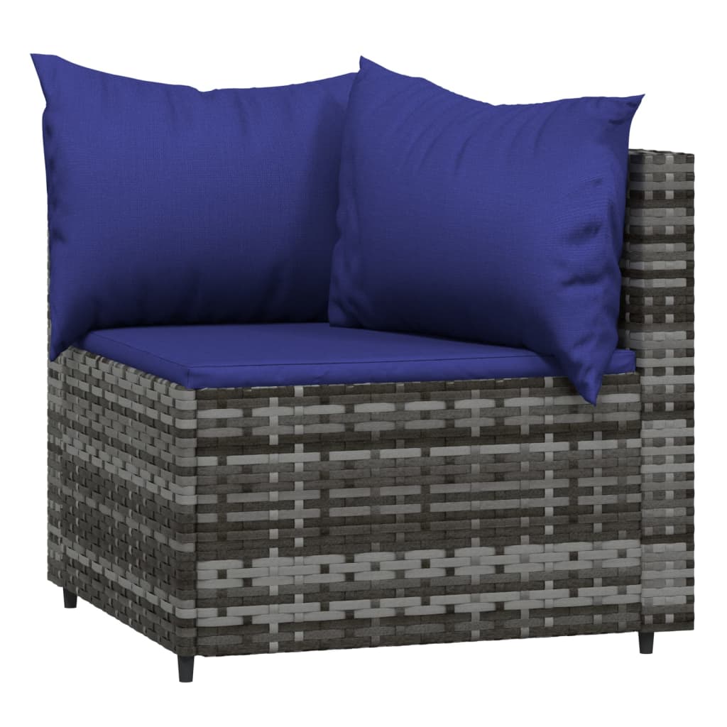 Corner garden sofas with cushions 2 pcs gray PE rattan