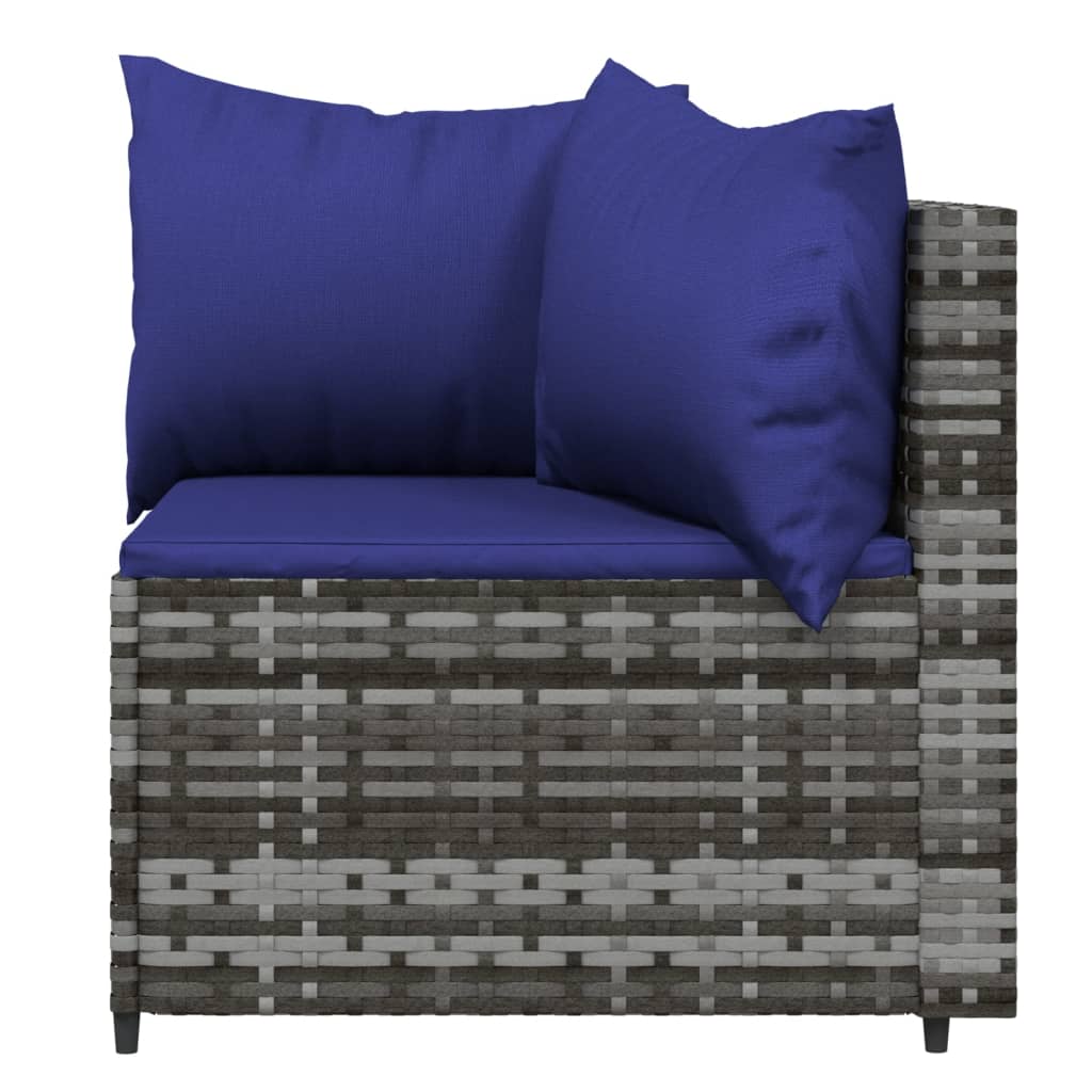 Corner garden sofas with cushions 2 pcs gray PE rattan