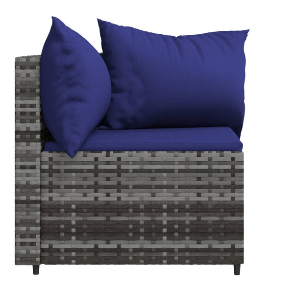 Corner garden sofas with cushions 2 pcs gray PE rattan