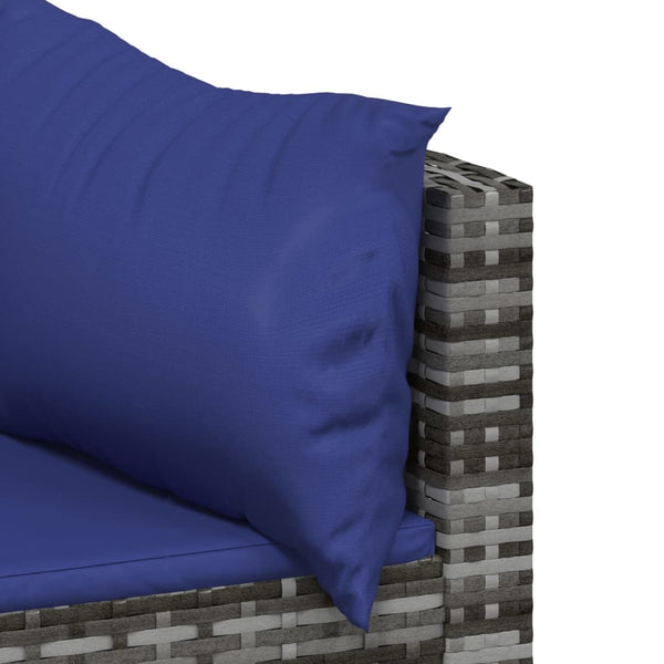Corner garden sofas with cushions 2 pcs gray PE rattan