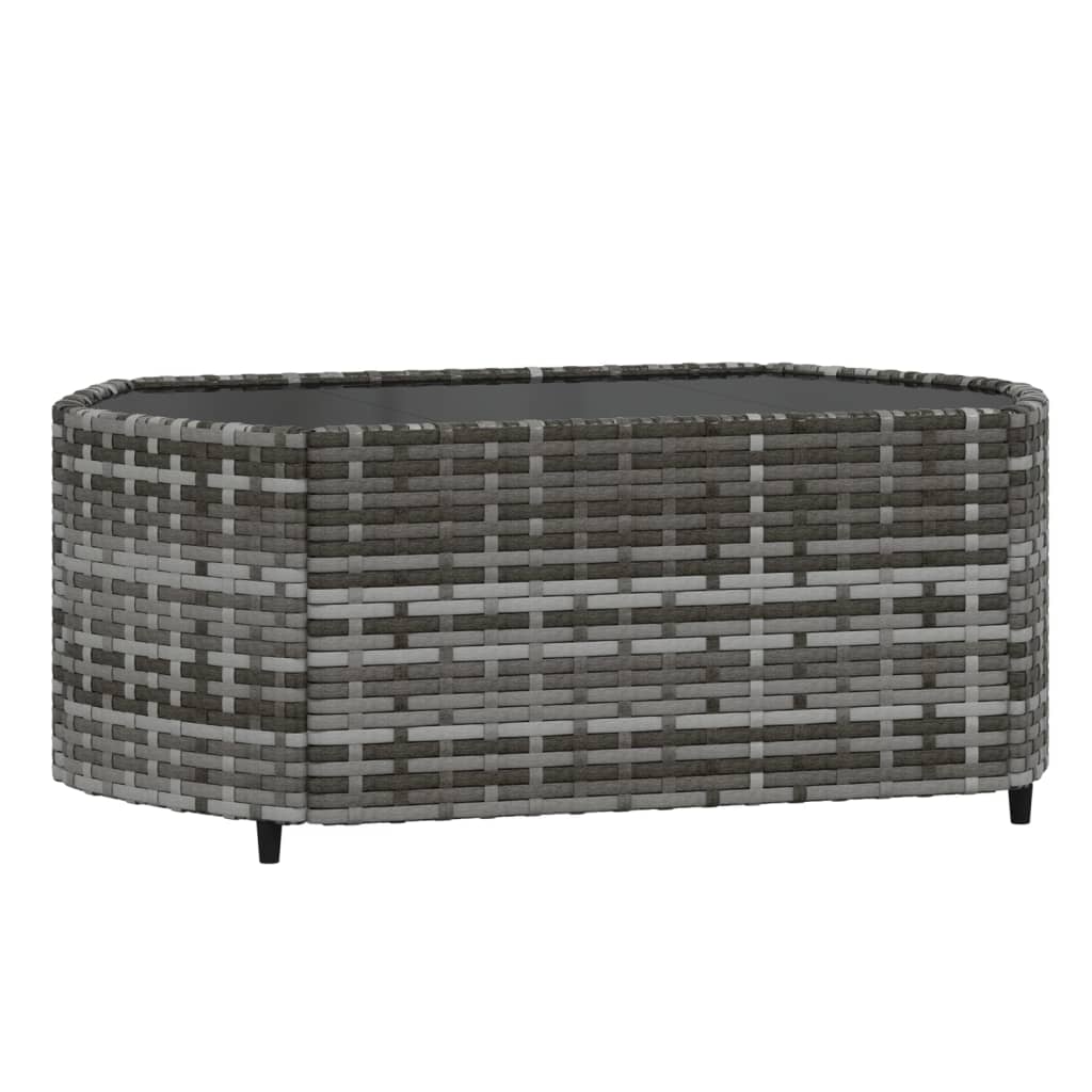 3 pcs garden lounge set with cushions gray PE rattan