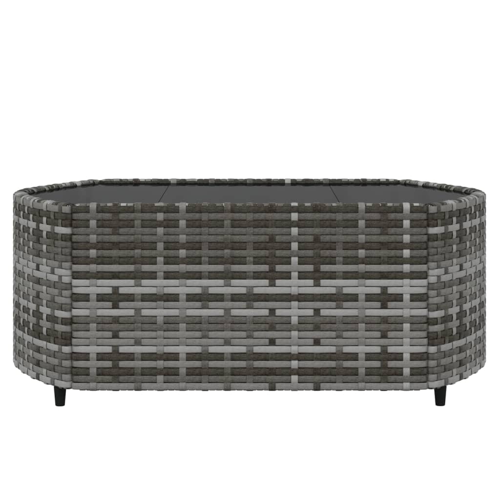 3 pcs garden lounge set with cushions gray PE rattan