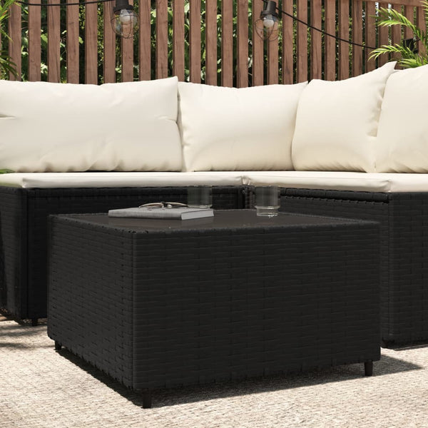 Mesa de centro de jardín cuadrada 50x50x30 cm ratán PE negro