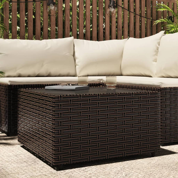 Square garden coffee table 50x50x30cm brown PE rattan