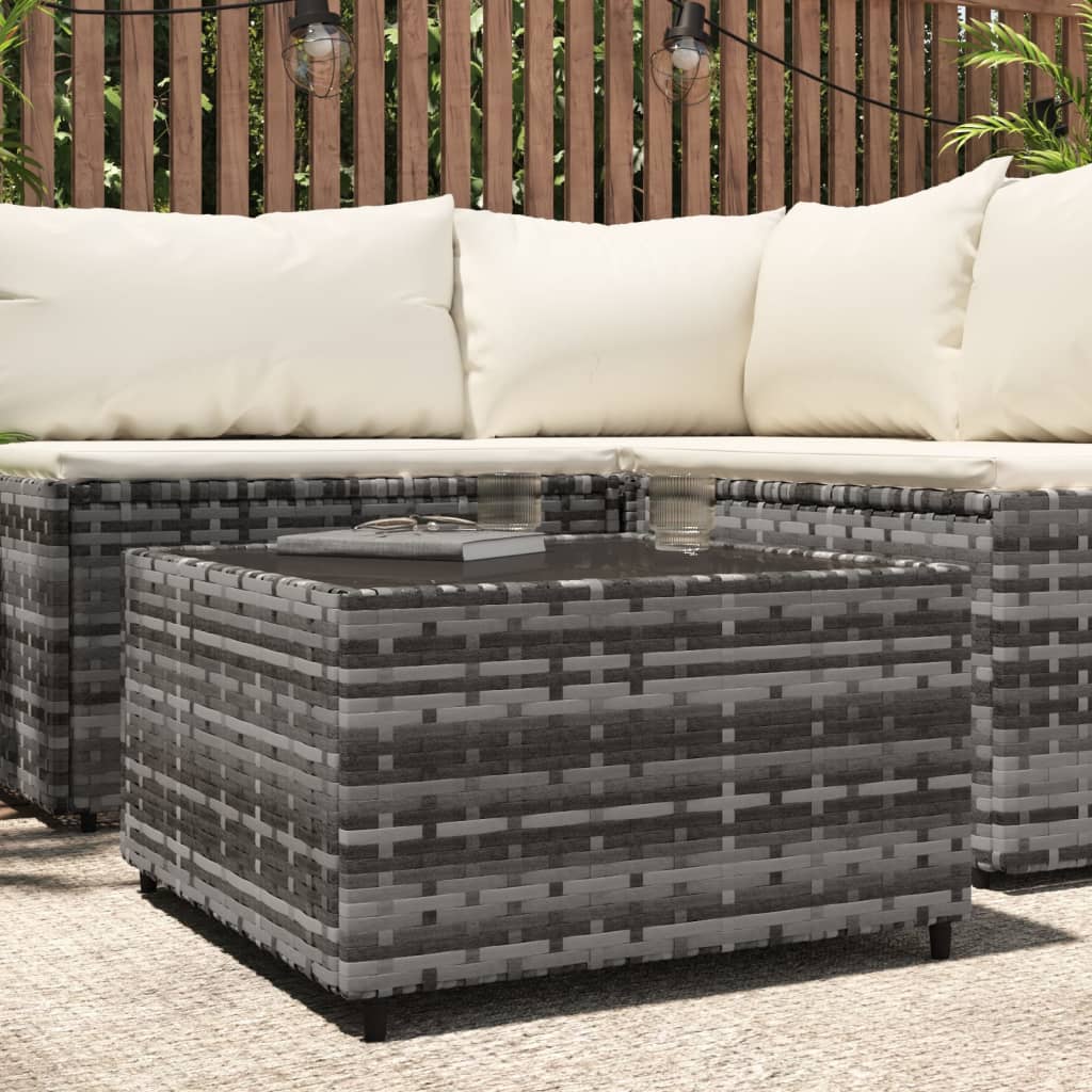 Square garden coffee table 50x50x30cm gray PE rattan