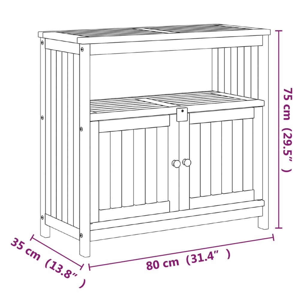 Mesa consola de jardín 80x35x75 cm madera maciza de acacia