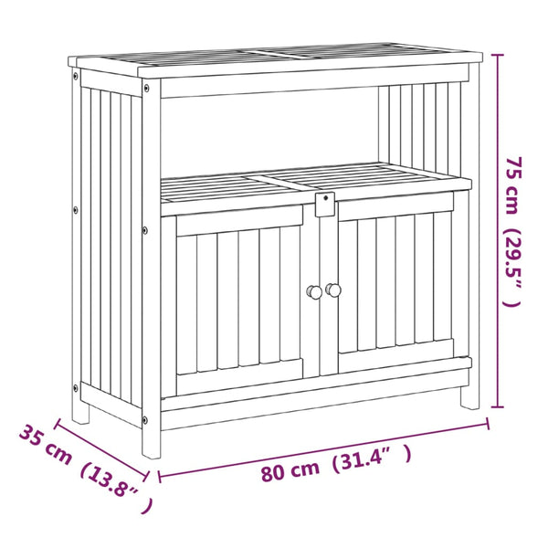 Mesa consola de jardín 80x35x75 cm madera maciza de acacia