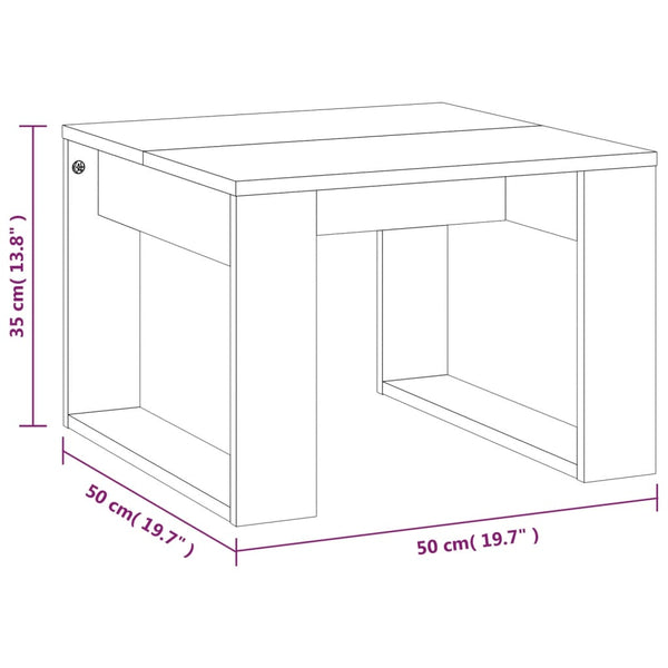 Mesa de apoio 50x50x35 cm derivados de madeira cinzento sonoma