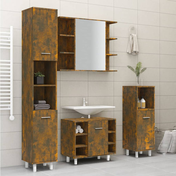 WC cabinet 30x30x179 cm smoked oak wood-based