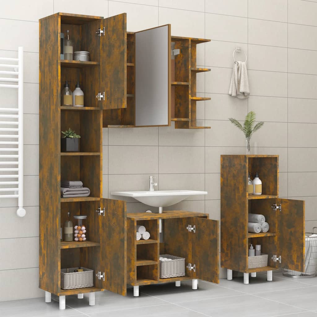 WC cabinet 30x30x179 cm smoked oak wood-based