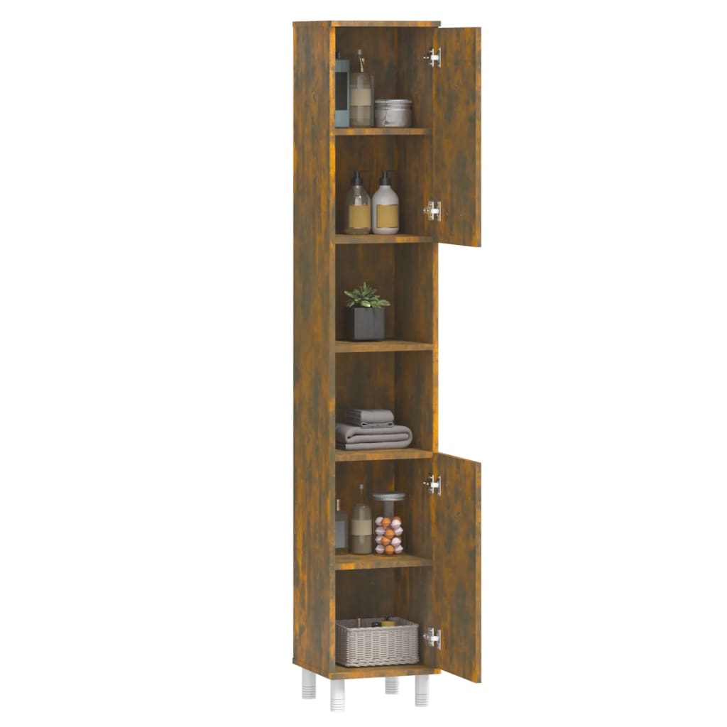 WC cabinet 30x30x179 cm smoked oak wood-based