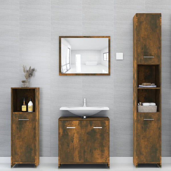 Mueble de baño 30x30x95 cm madera roble ahumado
